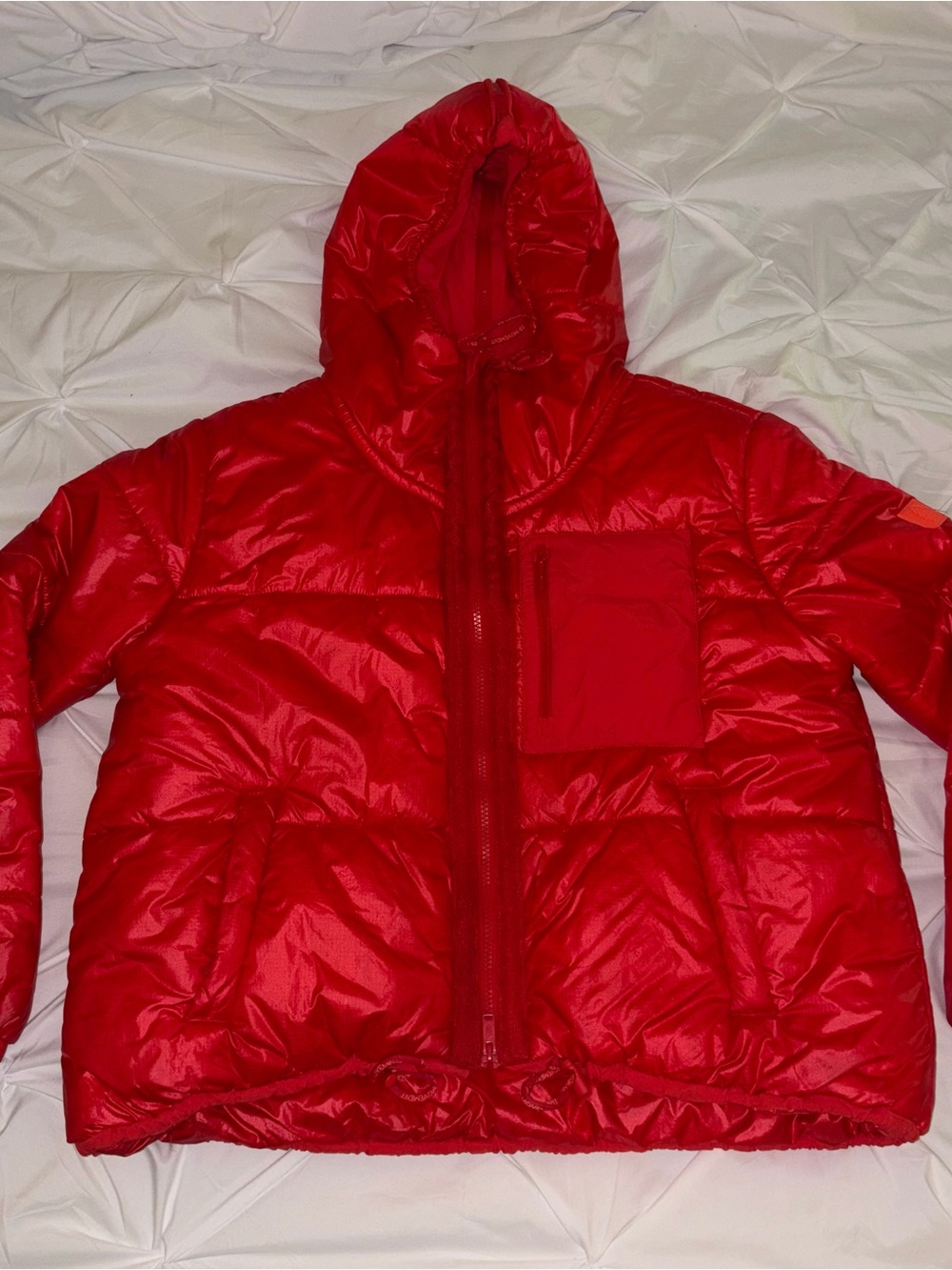 Free People Red Puffer Hooded Jacket